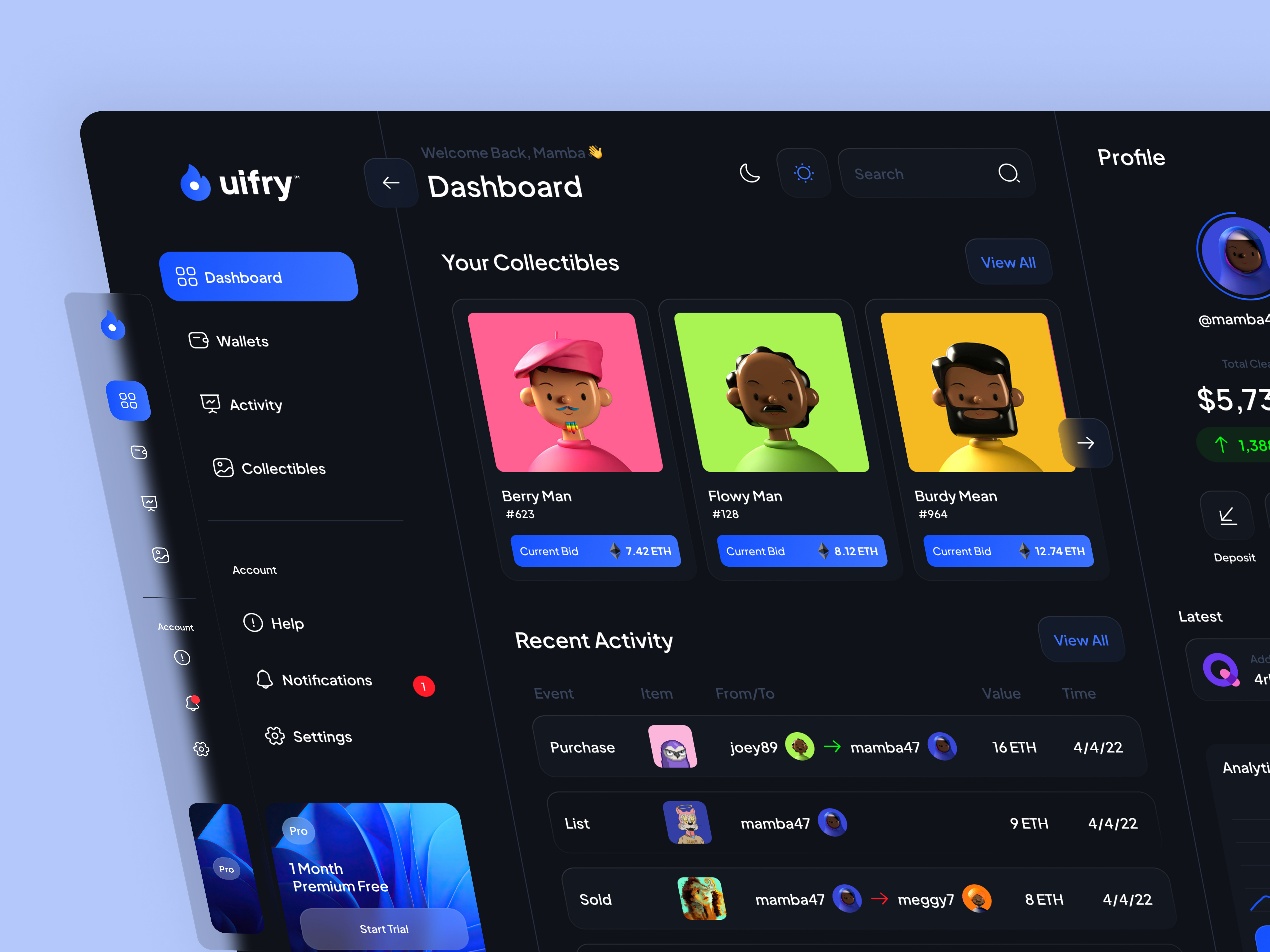 NFT Marketplace Dashboard